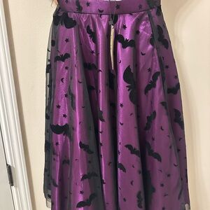 Magnolia Place Purple and Black Bat A-Line Skirt